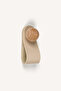Beige Wooden Detailed Button Leather Handle
