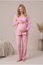 Women's Powder Double-Breasted Collar Side-Tie Muslin Fabric Maternity Pajama Set - 2