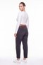 Women's Black Winter High-Waisted Trousers with Belted Legs and Pocket Detail - 4