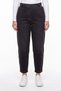 Women's Black Winter Denim Trousers with Elastic Waist and Stone Detail - 3