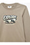 Cotton Long Sleeve Crew Neck Printed T-Shirt - 5