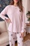 Pink Urso Patterned Waffle Soft Long Sleeve Women's Pajama Set - 6