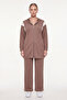 Women's Mink Seasonal Hooded Tracksuit Set with Shoulder Detail and Accessories