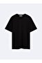 Regular Fit Basic Crew Neck Black T-Shirt - 3