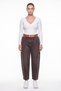 Women's Brown Winter High-Waisted Trousers with Belted Legs and Pocket Detail