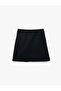 Cotton Blend Pleated Basic Navy Blue Girls' Skirt 7Wkg70009Ak - 3