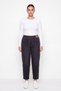 Women's Black Winter Denim Trousers with Elastic Waist, Logo and Accessory Detail