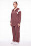 Women's Coffee Seasonal Hooded Sweatshirt Set with Shoulder Detail and Accessories - 2