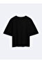 Regular Fit Basic Crew Neck Black T-Shirt - 4