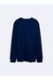 Regular Fit Crew Neck Long Sleeve Navy Blue Sweatshirt - 4