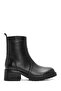 Women's Black Zippered Leather Boots Wf170010Df