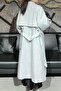 Women's Oversized Trench Coat with Long Shoulder Pads and Waist Belt Sun461 - 6
