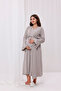 Beige Ruffled Double-Breasted Cotton Long Sleeve Maternity Pajama Set and Nightgown 4-Piece Set - 4