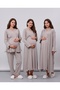 Beige Ruffled Double-Breasted Cotton Long Sleeve Maternity Pajama Set and Nightgown 4-Piece Set