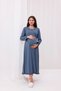 Indigo Ruffled Double-Breasted Cotton Long Sleeve Maternity Pajama Set and Nightgown 4-Piece Set - 7