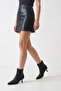 Women's Thin Heeled Boots Black Leather - 2