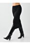 Black Slit Detailed Straight Cut Midi Skirt - 5