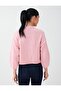 Light Pink Round Neck Ruffle Detailed Knitwear Cardigan - 5
