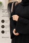 Black Embossed Patterned Women's Abaya with Black Crystal Work - 3