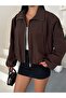 Women's Premium Elastic Waist Zippered Polo Collar Trench Coat Crop Jacket - 2