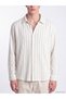 Özmarka New Season Beige Standard Fit Striped Men's Shirt - 2