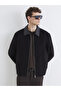 Ozmarka New Season Black Regular Fit Shirt Collar Velvet Men's Jacket