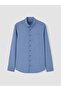 Özmarka New Season Blue Regular Fit Poplin Men's Shirt - 4