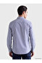 Ozmarka New Season Navy Blue Slim Fit Striped Gabardine Men's Shirt - 3