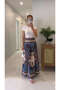 Mols Blue Brown Ethnic Patterned Skirt