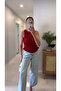 Heta Red Knitted Zero Sleeve Blouse