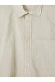 Özmarka New Season Beige Regular Fit Striped Poplin Men's Shirt - 6