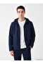 Navy Blue Regular Fit Hooded Men's Jacket