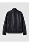 Ozmarka New Season Black Relax Fit Stand Collar Men's Leather Look Jacket - 8