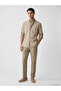 Özmarka New Season Beige Regular Fit Gabardine Men's Shirt - 2