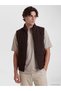 Ozmarka New Season Brown Standard Fit Stand Collar Men's Puffer Vest