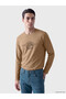 Beige Crew Neck Printed Men's Sweatshirt