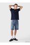 Vizyon New Season Navy Blue Crew Neck Printed Combed Cotton Men's T-Shirt - 2