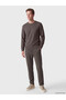 Özmarka New Season Khaki Crew Neck Printed Men's Sweatshirt - 2