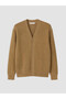 Özmarka New Season Beige Regular Fit V-Neck Ribbed Men's Knitwear Cardigan - 5