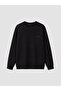 Özmarka New Season Black Crew Neck Printed Men's Sweatshirt - 5