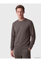 Özmarka New Season Khaki Crew Neck Printed Men's Sweatshirt