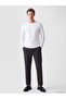 Vizyon New Season White Crew Neck Long Sleeve Men's T-Shirt - 2