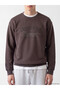 Peak New Season Plum Color Crew Neck Printed Men's Thick Sweatshirt - 3