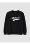 Xside Black Crew Neck Michigan Printed Men's Sweatshirt - 4