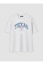 Vizyon New Season White Crew Neck Texas Printed Men's T-Shirt - 5