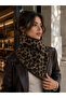 Women's Brown Leopard Patterned Knitwear Neck Collar Byn16