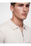Ozmarka New Season Beige Polo Collar Men's Knitwear Sweater - 3