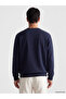 Ozmarka New Season Navy Blue Crew Neck Printed Men's Sweatshirt - 4