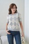 Women's Crew Neck Diamond Pattern Short Sleeve Knitwear Sweater - 4