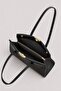Black Women's Shoulder Bag with Large Internal Volume and Zippered Compartment, Daily Handbag - 4